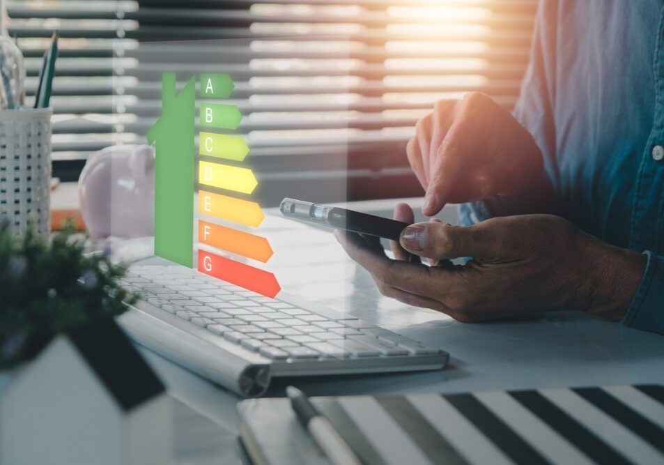 energy efficiency scale image on office desk energy efficiency scale image on office desk