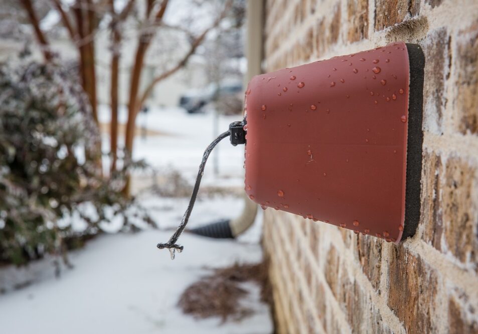 Outdoor faucet cover in the winter Outdoor faucet cover in the winter