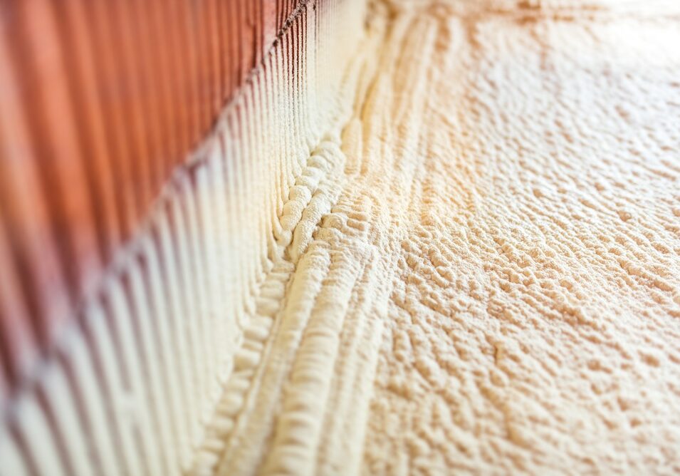 thermal and hidro insulation with spray foam at house construction site thermal and hidro insulation with spray foam at house construction site